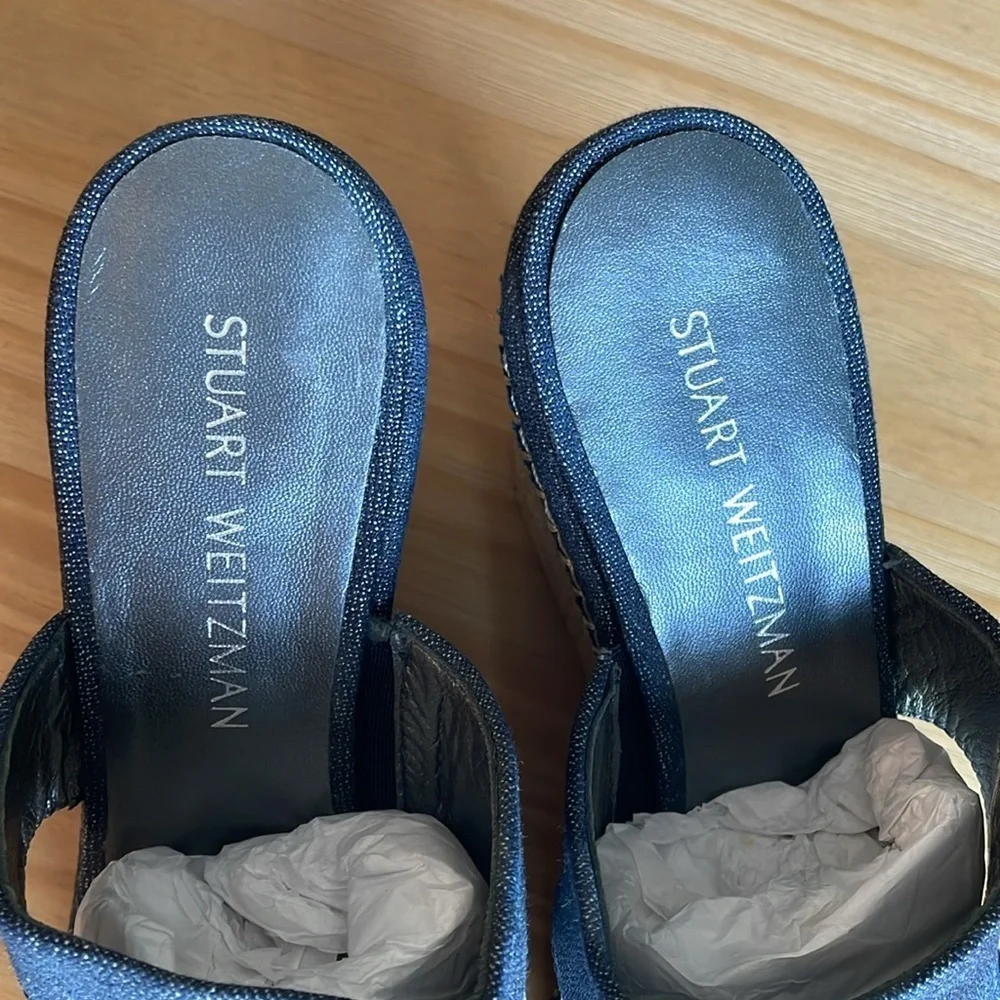 Like‎ New! Stuart Weitzman Espadrille Denim Wedges